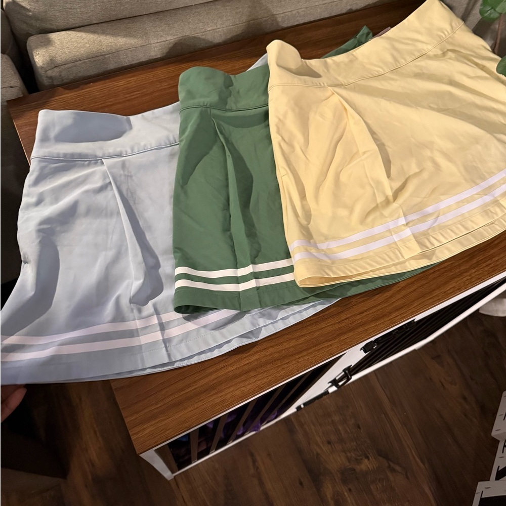 CALIA by Carrie Underwood Women's Skorts in Light Blue, Green, and Yellow